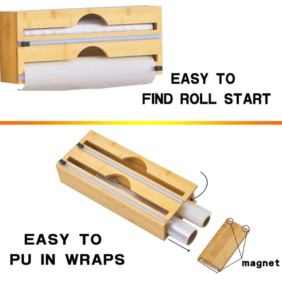 NEW 2 in1 Foil and Plastic Wrap Organizer Wrap Dispenser with Cutter - Picture 3 of 8